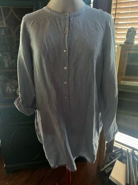 J Jill Large Light Blue/Periwinkle Tunic linen shirt